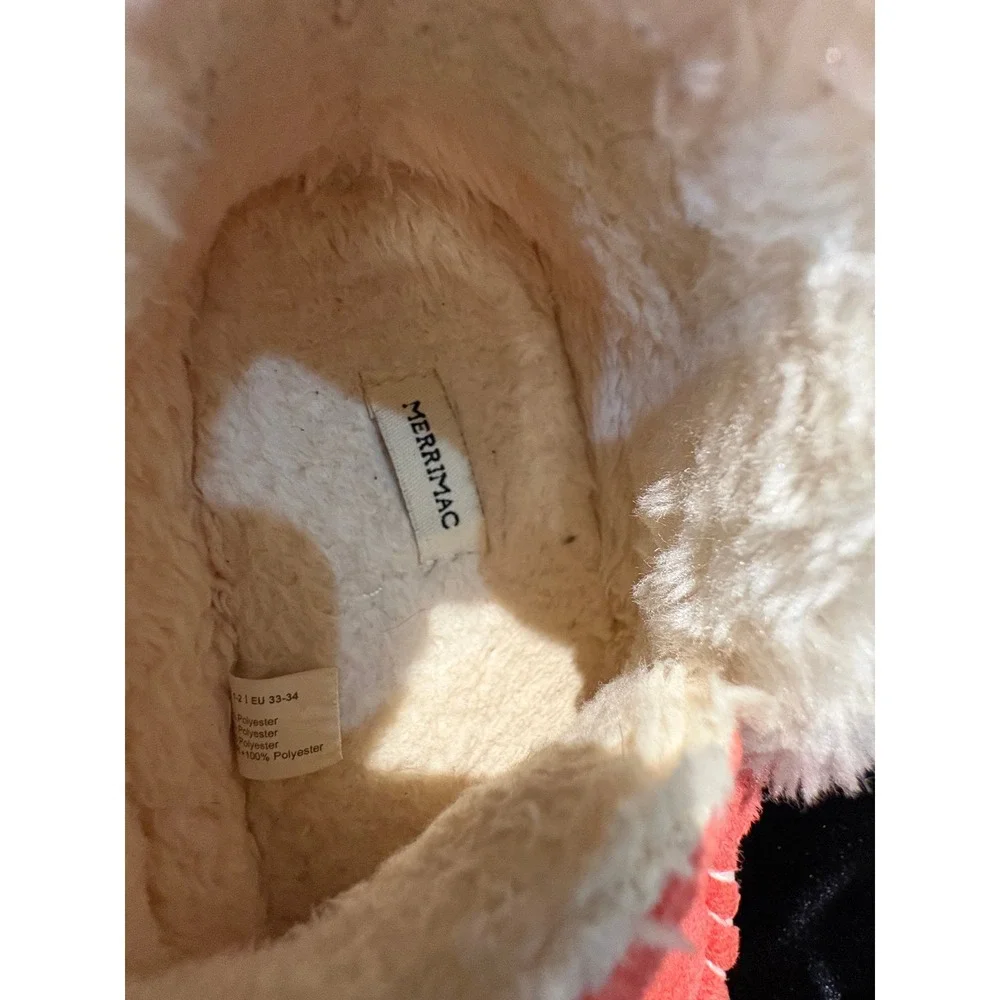 Merrimac Coral Pink Moccasin Slippers Faux Fur Lined US 2-3 EU 33-34